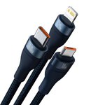 BASEUS kabel 3w1 USB A / Typ C do Micro USB / Lightning / Typ C PD QC 5A100W CASS030103 1,2 m niebieski