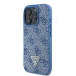 GUESS futerał do IPHONE 16 Pro GUHCP16LP4TDPB (PU Leather 4G Triangle Strass) niebieski