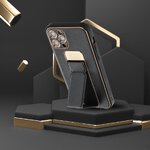 Futera LEATHER Case Kickstand do IPHONE 15 PLUS czarny