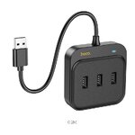 HOCO adapter HUB 4w1 USB A HB35 0,2 m czarny