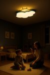 Lampa LED sufitowa plafon do pokoju dziecięcego ściemniana LUMELA + pilot chmurka niebieska