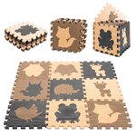 Mata edukacyjna piankowa puzzle brązowa 85 x 85 x 1 cm 9 elementów