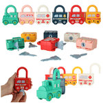Gra edukacyjna łamigłówka samochodziki klocki kłódki zabawka sensoryczna Montessori
