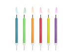 Świeczki urodzinowe na tort kolorowe płomienie 6cm 6 sztuk