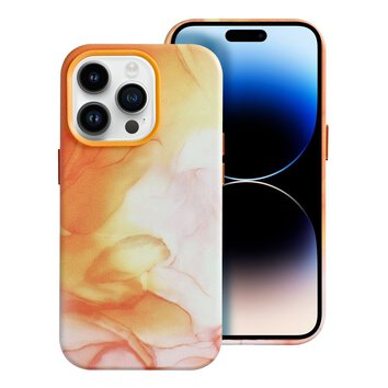 Leather Mag Cover kompatybilne z MagSafe do IPHONE 14 PRO orange splash