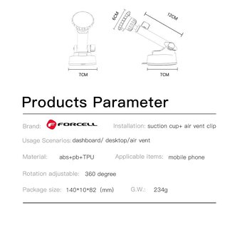 FORCELL F-Grip Excelence uchwyt samochodowy do szyby/deski/kratki magnetyczny czarny