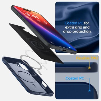 SPIGEN futerał THIN FIT MAG kompatybilny z MagSafe do IPHONE 16 navy blue