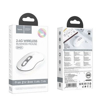 HOCO mysz komputerowa bezprzewodowa 2,4G 1600 dpi GM21 biała