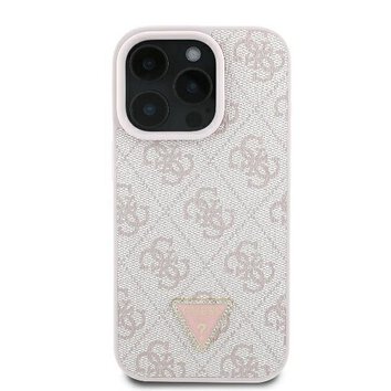 GUESS futerał do IPHONE 16 Pro GUHCP16LP4TDPP (PU Leather 4G Triangle Strass) różowy