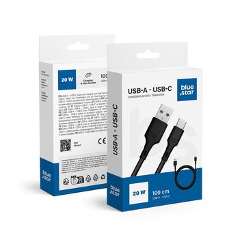 Kabel Blue Star ze zczem USB A do USB C 3A - czarny