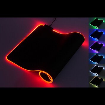 Podkładka pod klawiaturę i mysz dla graczy 800x300x3mm / czarny / LED RGB 10 trybów (gaming)
