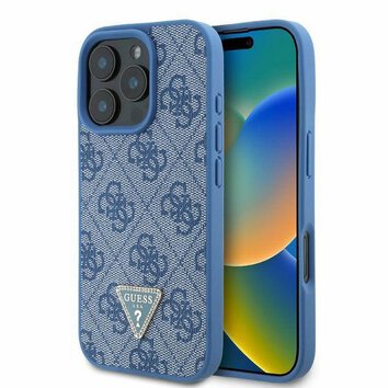 GUESS futerał do IPHONE 16 Pro GUHCP16LP4TDPB (PU Leather 4G Triangle Strass) niebieski