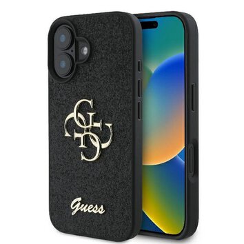 GUESS futerał do IPHONE 16 Plus GUHCP16MHG4SGK (Fixed Glitter Big 4G) czarny