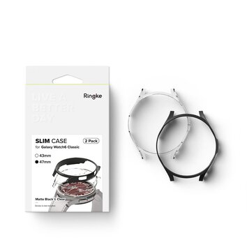 RINGKE SLIM 2-PACK GALAXY WATCH 6 CLASSIC (47 MM) CLEAR & BLACK