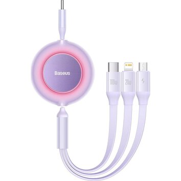 BASEUS kabel 3w1 Typ C do Micro USB / Lighting / Typ C PD QC4.0 3,5A 100W CAMJ010205 1,1 m fioletowy