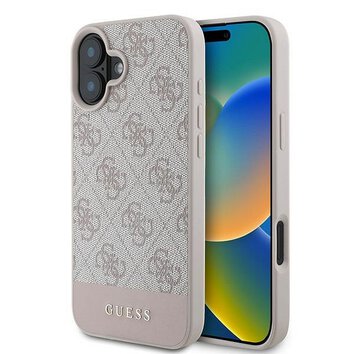 GUESS futerał do IPHONE 16 Plus GUHCP16MG4GLPI (4G PU Bottom Stripe) różowy