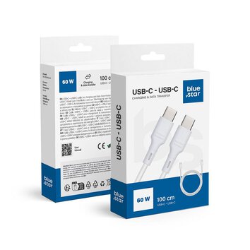 Kabel Blue Star ze zczem USB C do USB C 3A (max 60W) - biay
