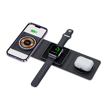 TECH-PROTECT QI15W-A31 3IN1 MAGNETIC MAGSAFE WIRELESS CHARGER BLACK