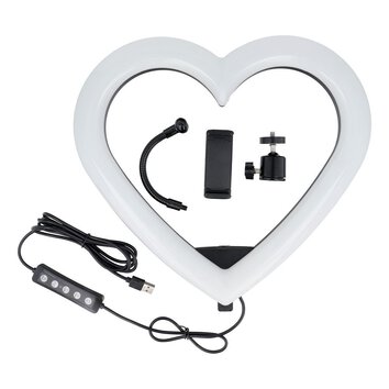 Lampa LED Ring / Heart Stream RGB pierścieniowa 12 cali FULL COLOR z uchwytem na telefon + statyw JM33-13