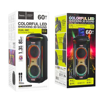HOCO głośnik bluetooth + 2 x bezprzewodowe mikrofony HA13 Max czarny HOCO głośnik bluetooth + 2 x bezprzewodowe mikrofony HA13 Max czarny