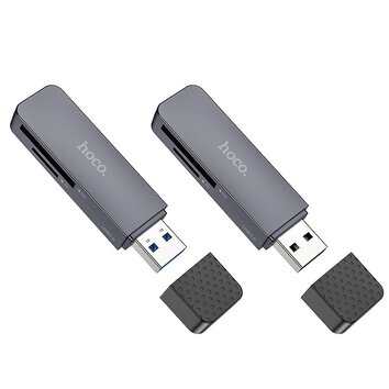 HOCO czytnik kart pamici 2w1 USB A 3.0 HB45 szary
