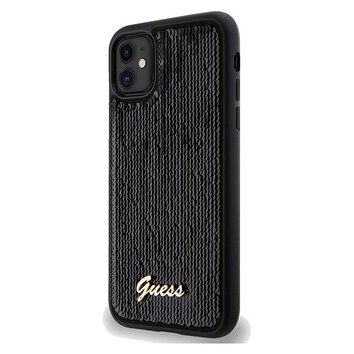 Guess nakładka do iPhone 11 GUHCN61PSFDGSK HC SEQUIN SCRIPT METAL czarna