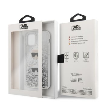 Karl Lagerfeld nakładka do iPhone 11 KLHCN61KCGLSL srebrne hard case Glitter Karl&Choupette