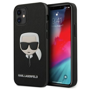 Karl Lagerfeld nakładka do iPhone 13 Pro / 13 6,1'' KLHCP13LSAKHBK czarne hard case Saffiano Ikonik Karl`s Head