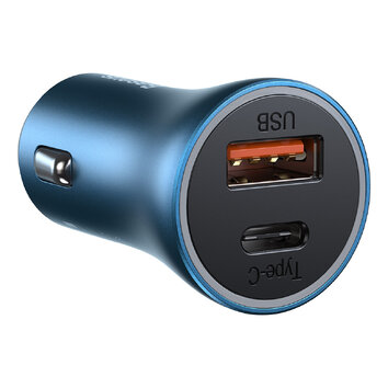 Baseus ładowarka samochodowa Golden Contactor Pro PD 40W 1x USB 1x USB-C niebieska