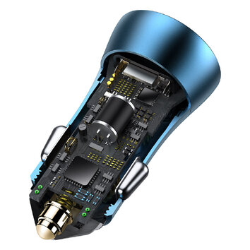 Baseus ładowarka samochodowa Golden Contactor Pro PD 40W 1x USB 1x USB-C niebieska