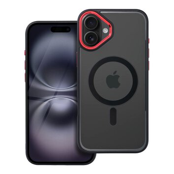 Futerał COLOR EDGE MAG COVER kompatybilny z MagSafe do IPHONE 16 Plus czarno czerwony