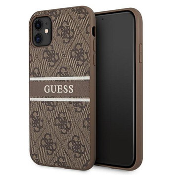 Guess nakładka do iPhone 11 GUHCN614GDBR brązowe hard case 4G Stripe
