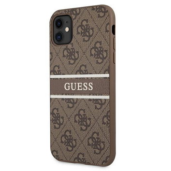 Guess nakładka do iPhone 11 GUHCN614GDBR brązowe hard case 4G Stripe