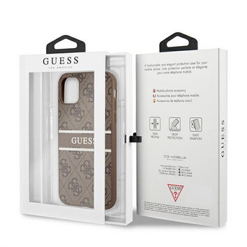 Guess nakładka do iPhone 11 GUHCN614GDBR brązowe hard case 4G Stripe