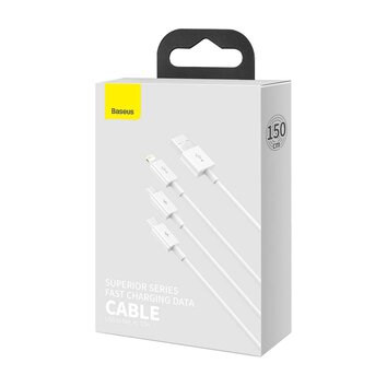Baseus kabel 3w1 Superior USB - Lightning + USB-C + microUSB 1,5 m 3,5A biały