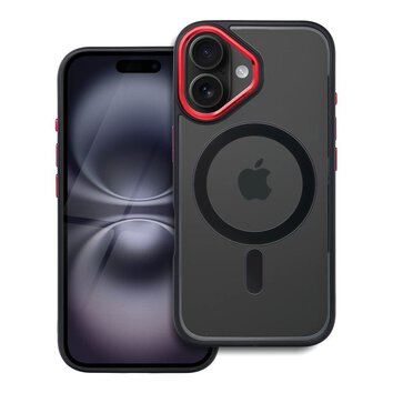 Futerał COLOR EDGE MAG COVER kompatybilny z MagSafe do IPHONE 16 czarno czerwony