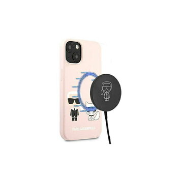 Karl Largerfeld nakładka do IPhone 13 Pro KLHMP13LSSKCI różowa hard case Silicone Karl & Choupette Magsafe
