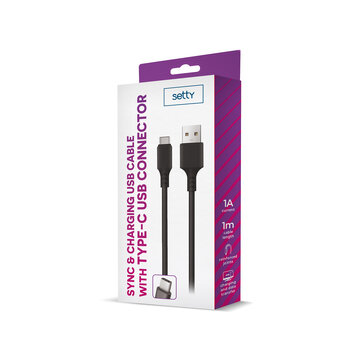 Setty kabel USB - USB-C 1,0 m 2A czarny NEW