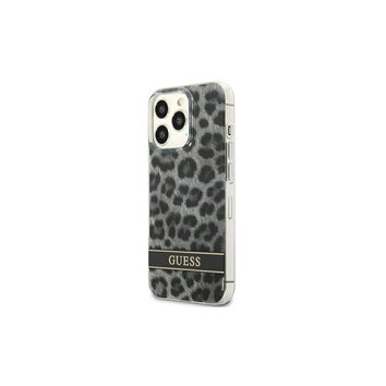 Guess nakładka do IPhone 13 Pro 6,1" GUHCP13LHSLEOK hard case szara Leopard Electro Stripe
