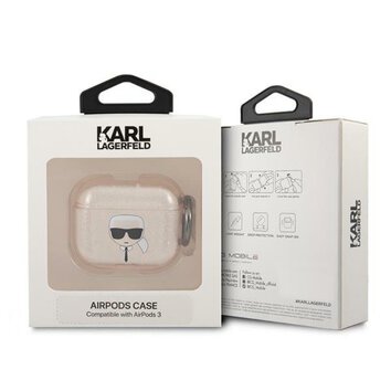 Karl Lagerfeld etui do AirPods 3 KLA3UKHGD złote Glitter Karl's Head