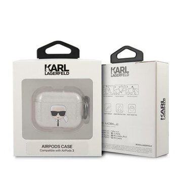 Karl Lagerfeld etui do AirPods 3 KLA3UKHGS srebrne Glitter Karl`s Head