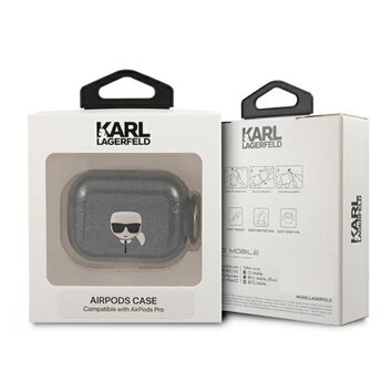 Karl Lagerfeld etui do AirPods Pro KLAPUKHGK czarne Glitter Karl`s Head