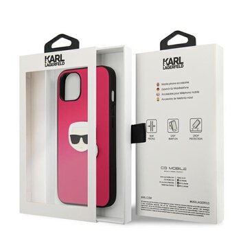 Karl Lagerfeld nakładka do iPhone 13 Mini 5,4" KLHCP13SPKMP hardcase  różowa Leather Ikonik Karl`s Head Metal