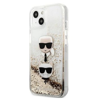 Karl Lagerfeld nakładka do iPhone 13 Mini 5,4" KLHCP13SKICGLD hardcase złota Liquid Glitter Karl&Choupette Head