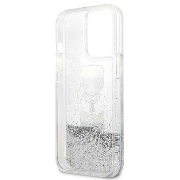 Karl Lagerfeld nakładka do iPhone 13 Pro Max 6,7" KLHCP13XKICGLS hardcase srebrna Liquid Glitter Karl&Choupette Head