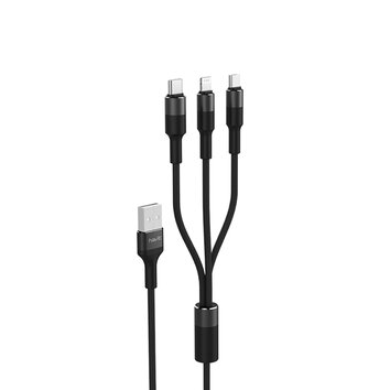 HAVIT kabel  3w1 H691 USB - Lightning + USB-C + microUSB 1,2 m 2,0A czarny