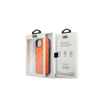 Karl Lagerfeld nakładka do iPhone 13 Mini KLHCP13SPTLO pomarańczowa hard case Allover Logo