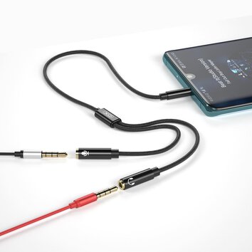 XO kabel audio 2w1 NB-R197 jack 3,5mm - złącze jack 3,5mm / mikrofon 0,23 m czarny