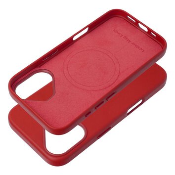 Futerał LEATHER MAG COVER kompatybilny z MagSafe do IPHONE 16 czerwony