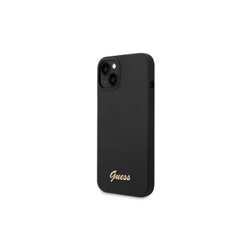 Guess nakładka do iPhone 14 Pro 6,1" GUHCP14LSLSMK czarna hard case Silicone Vintage Gold Logo